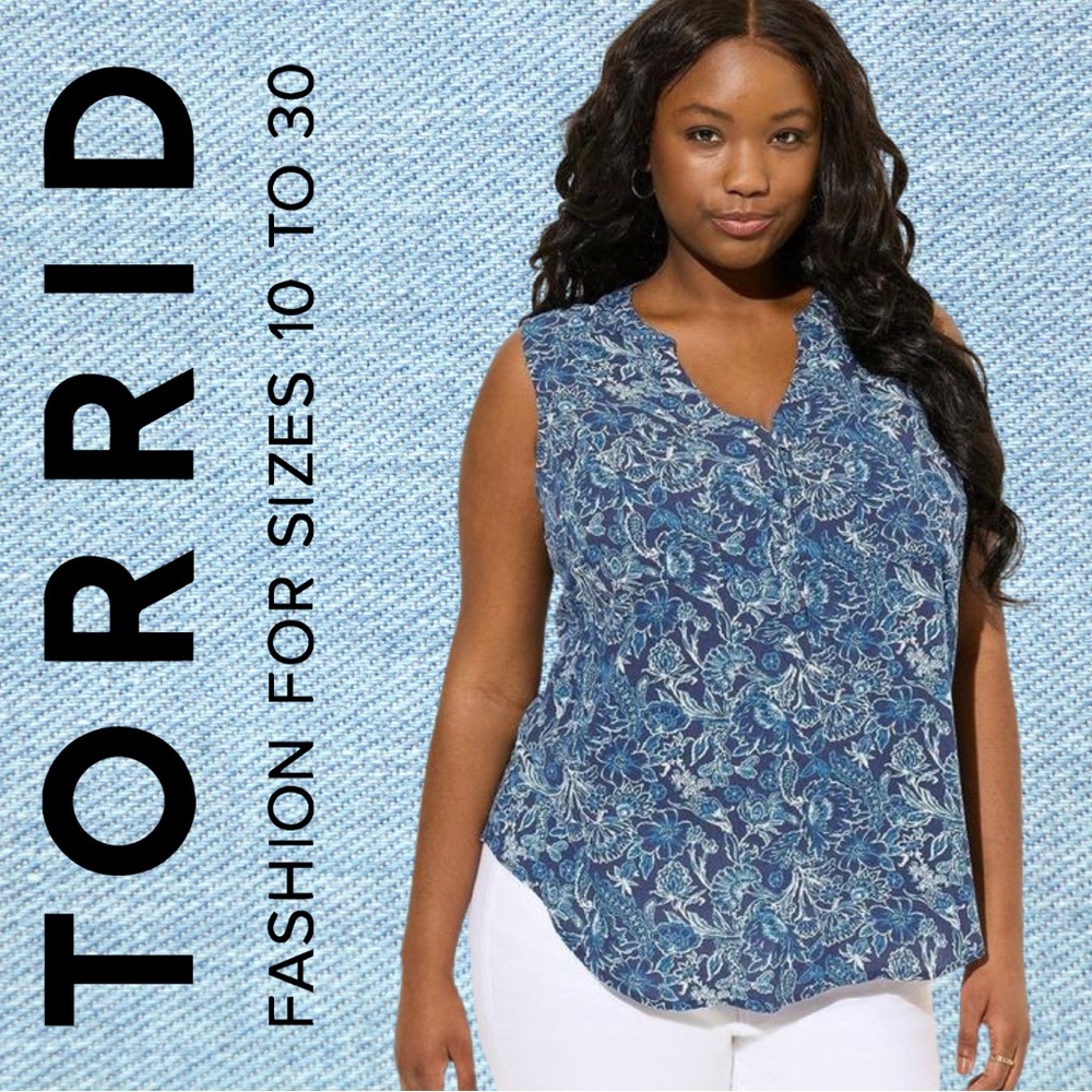 Torrid Harper Washable Gauze Sleeveless Pullover Blouse